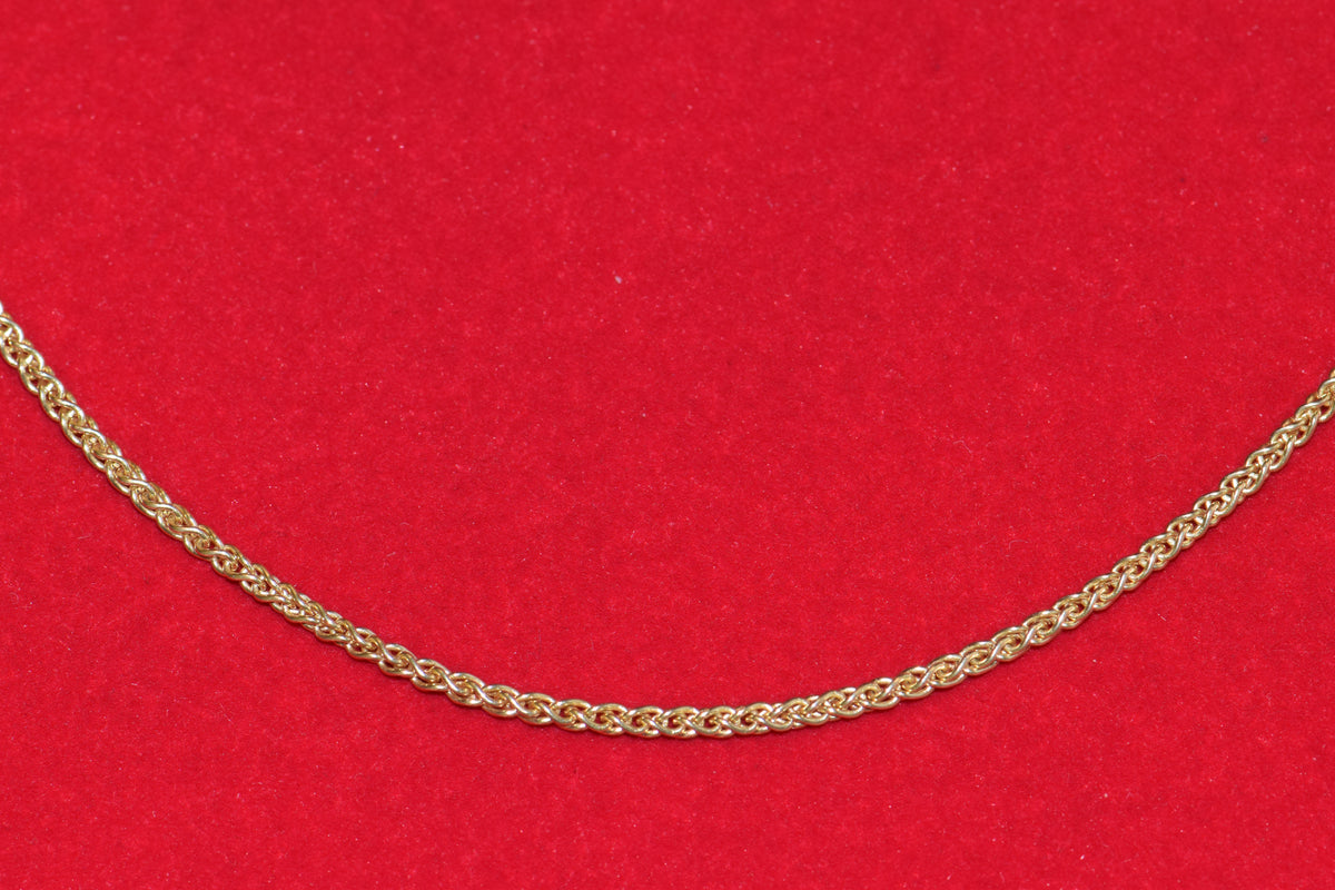 14k Solid Gold Wheat Chain, 16in
