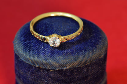 20ct Mourning Ring with Old Cut Diamond, 5.5