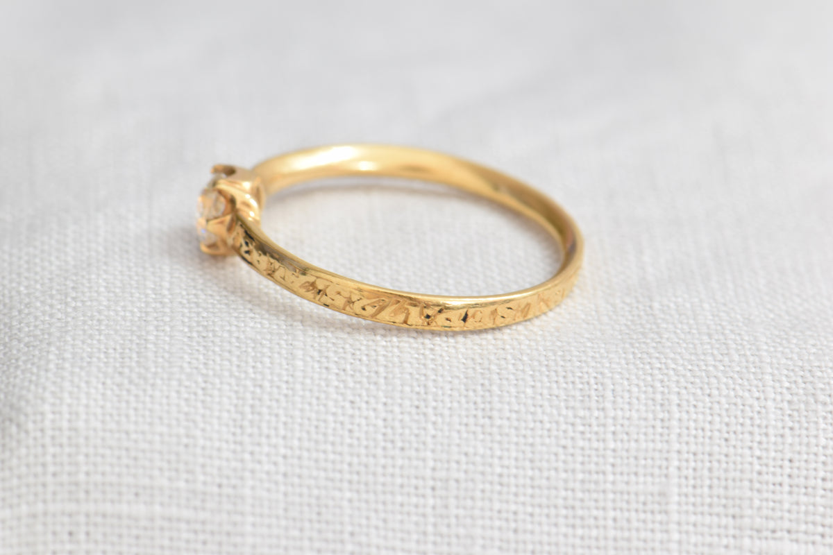 20ct Mourning Ring with Old Cut Diamond, 5.5