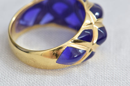 18k Retro French Vintage Gold and Resin Dome Ring, 7.5