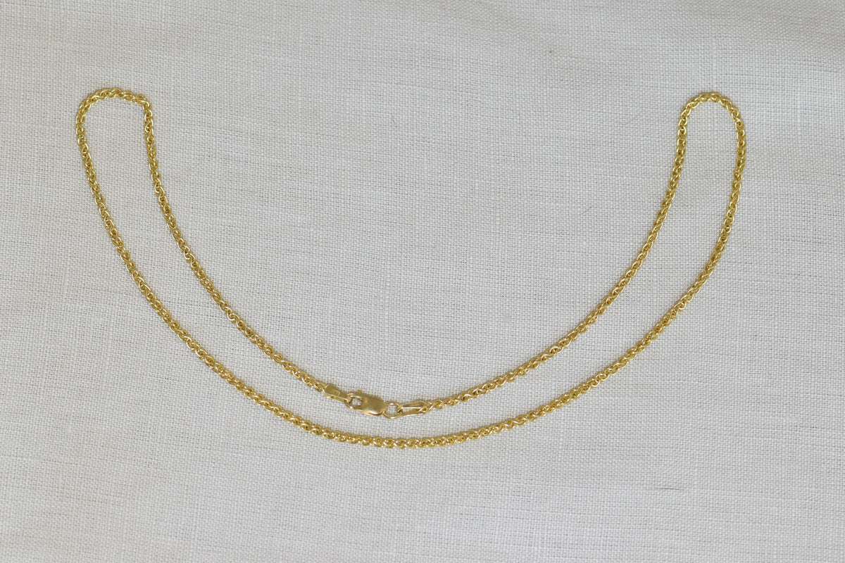 14k Solid Gold Wheat Chain, 16in