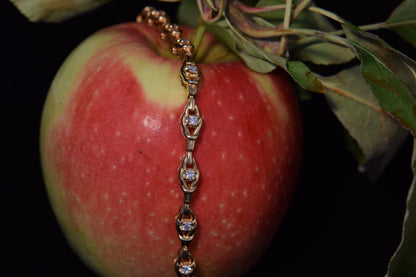 14k Link Bracelet with 1.5 CTTW Natural Diamonds, 7 inch Sizable