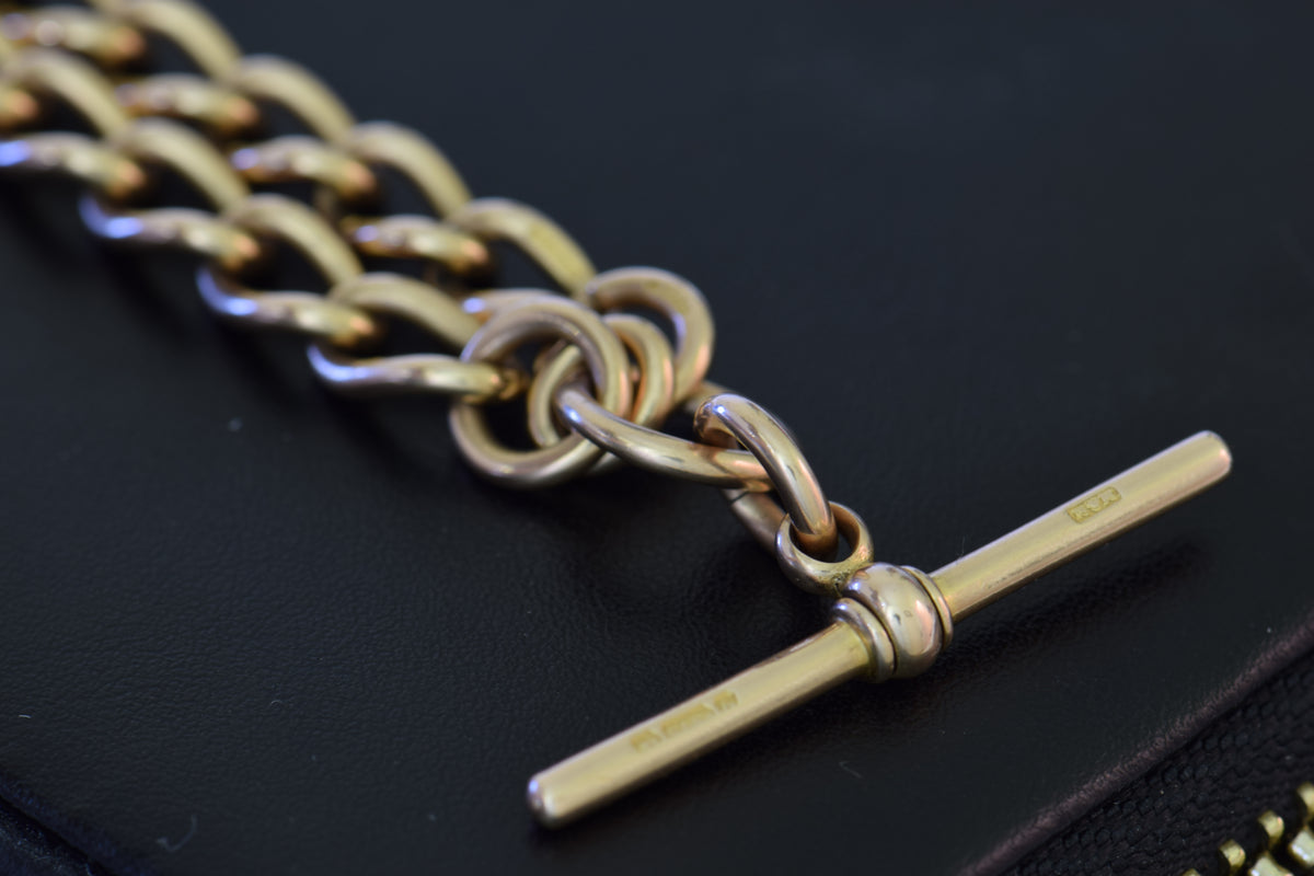 9k Open Curb English Watch Chain, 16in