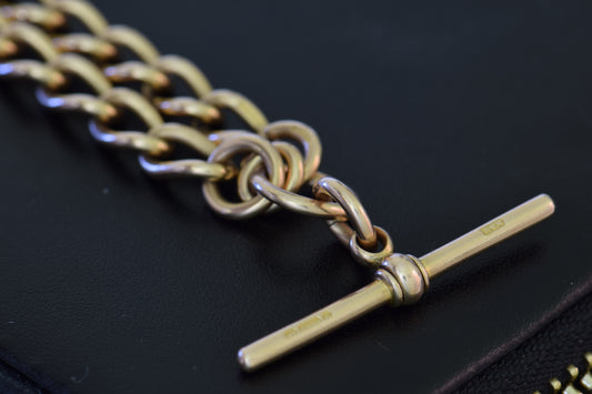 9k Open Curb English Watch Chain, 16in