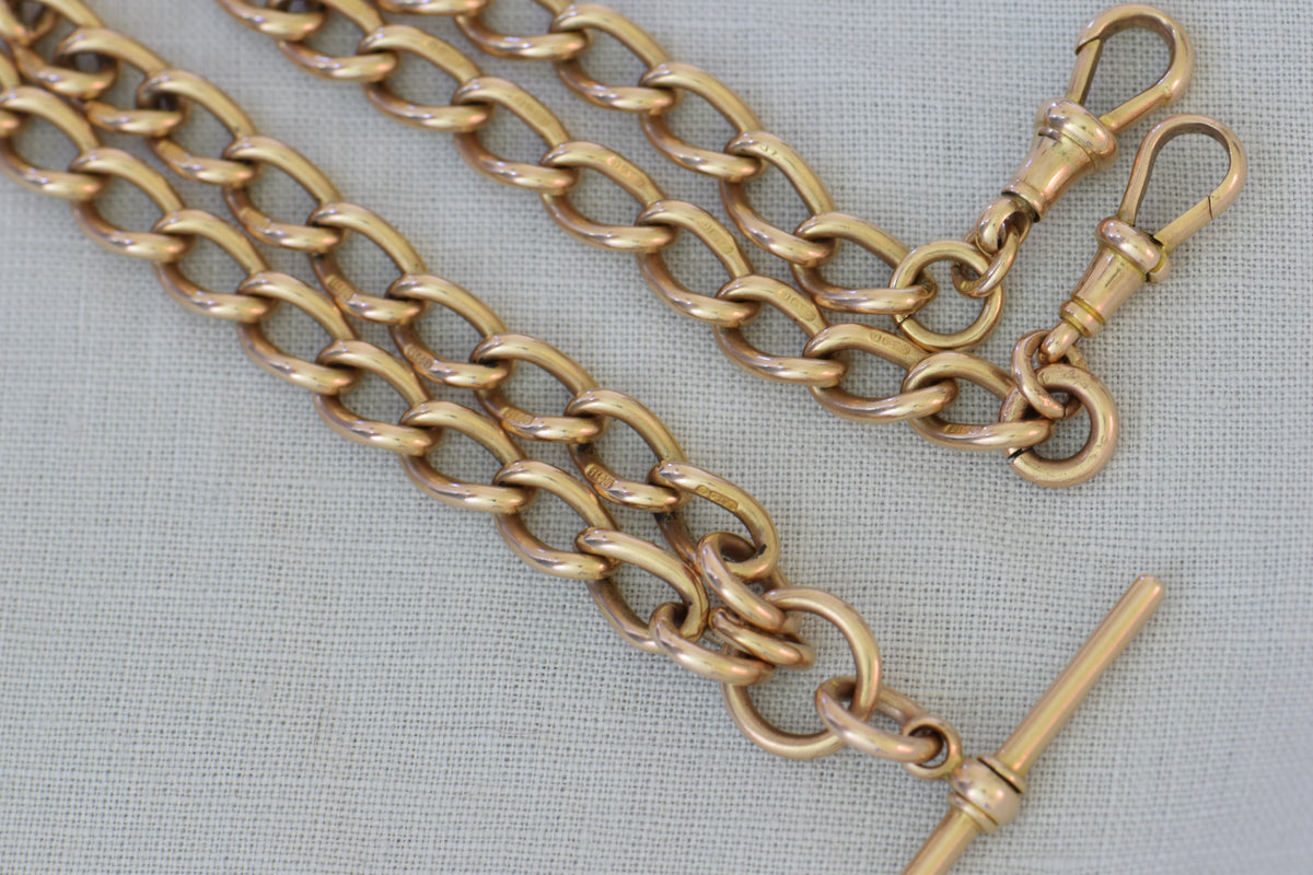9k Open Curb English Watch Chain, 16in