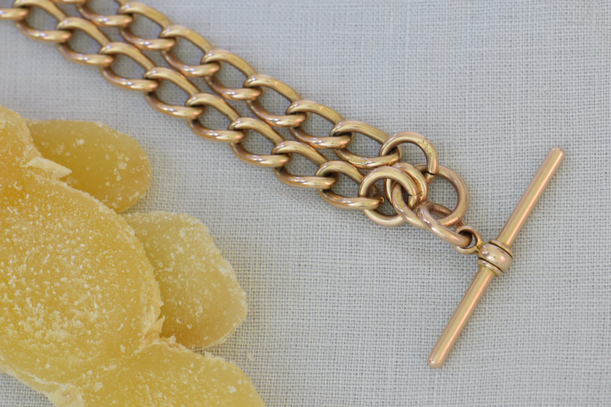 9k Open Curb English Watch Chain, 16in