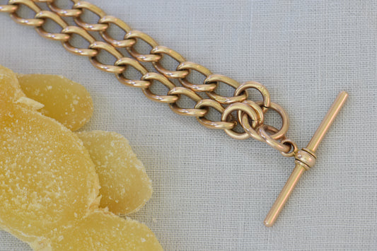 9k Open Curb English Watch Chain, 16in