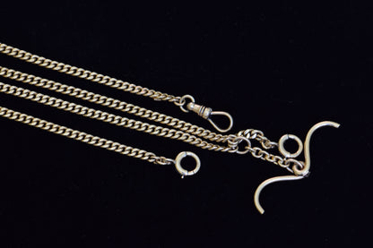 14k American Curly T-bar Watch Chain, 21in