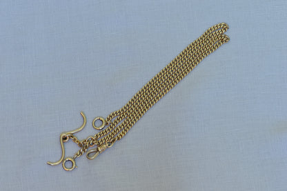 14k American Curly T-bar Watch Chain, 21in